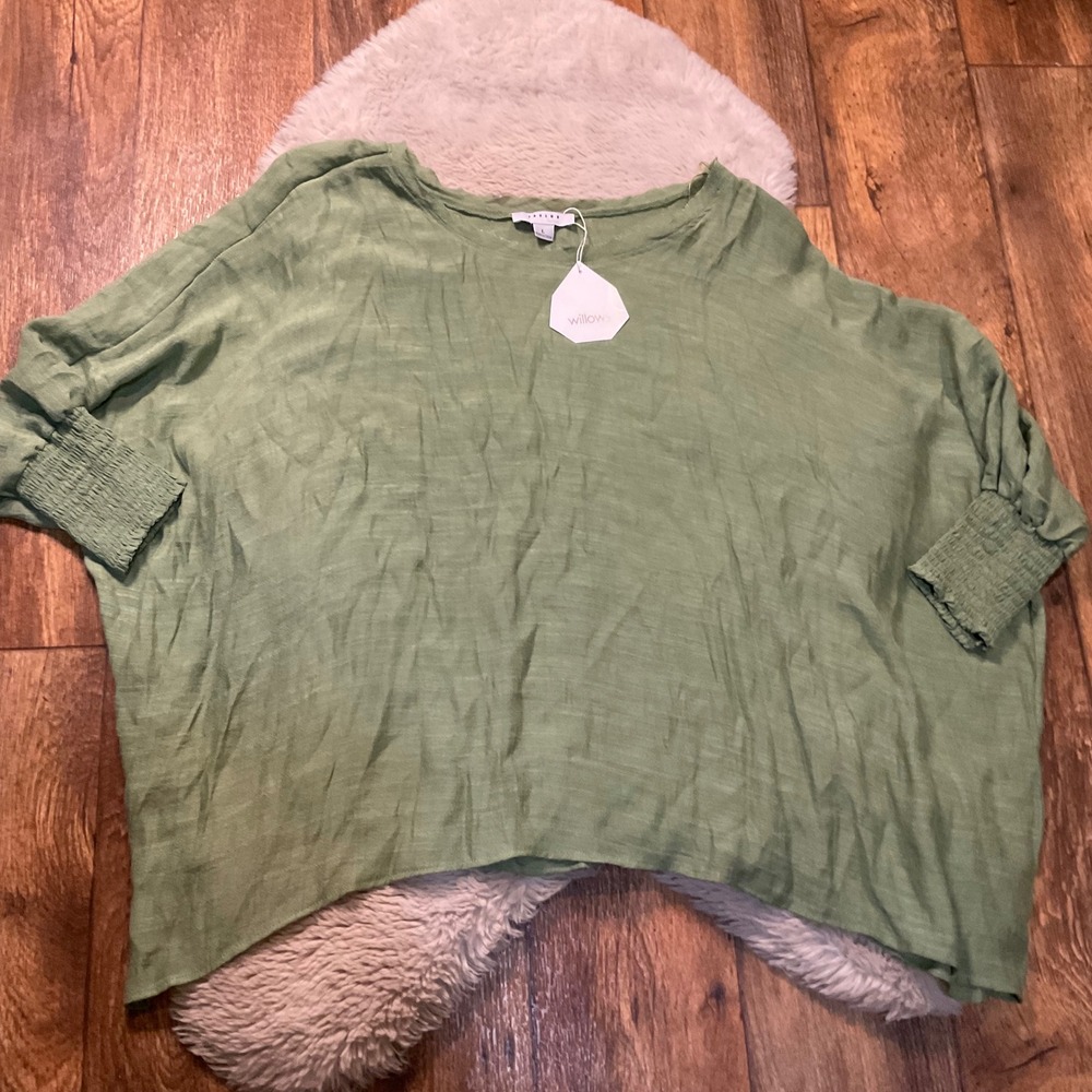 Favlux Fashion Blouse‎ Size Large Flowy Oversized Lagonlook Green Lightweight
